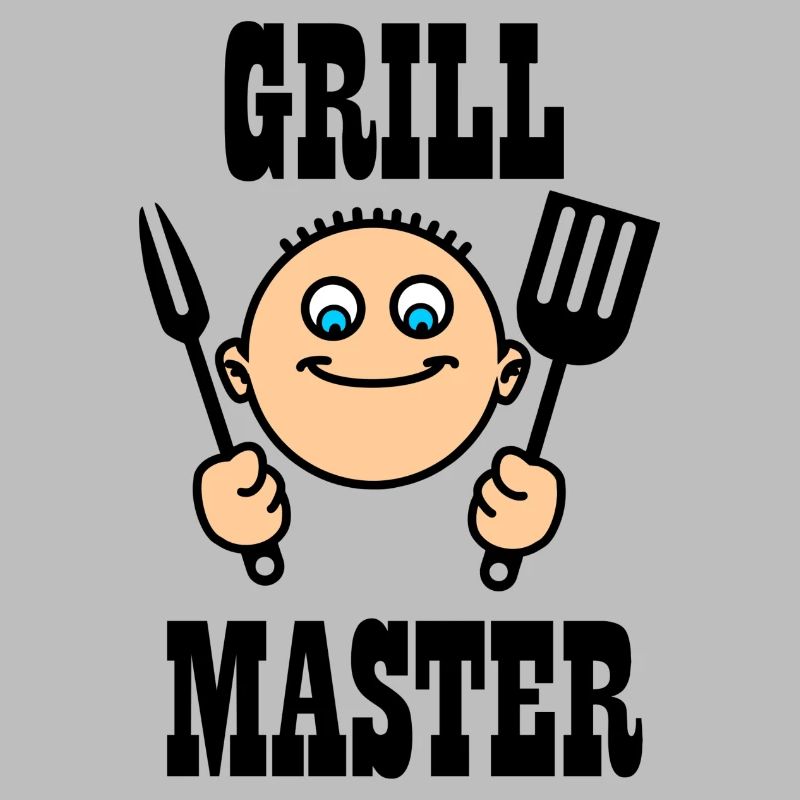 Grill master of the BBQ with kitchen tools