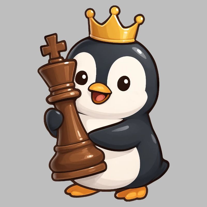 Cute Penguin Chess Figure King Queen Brain Teaser