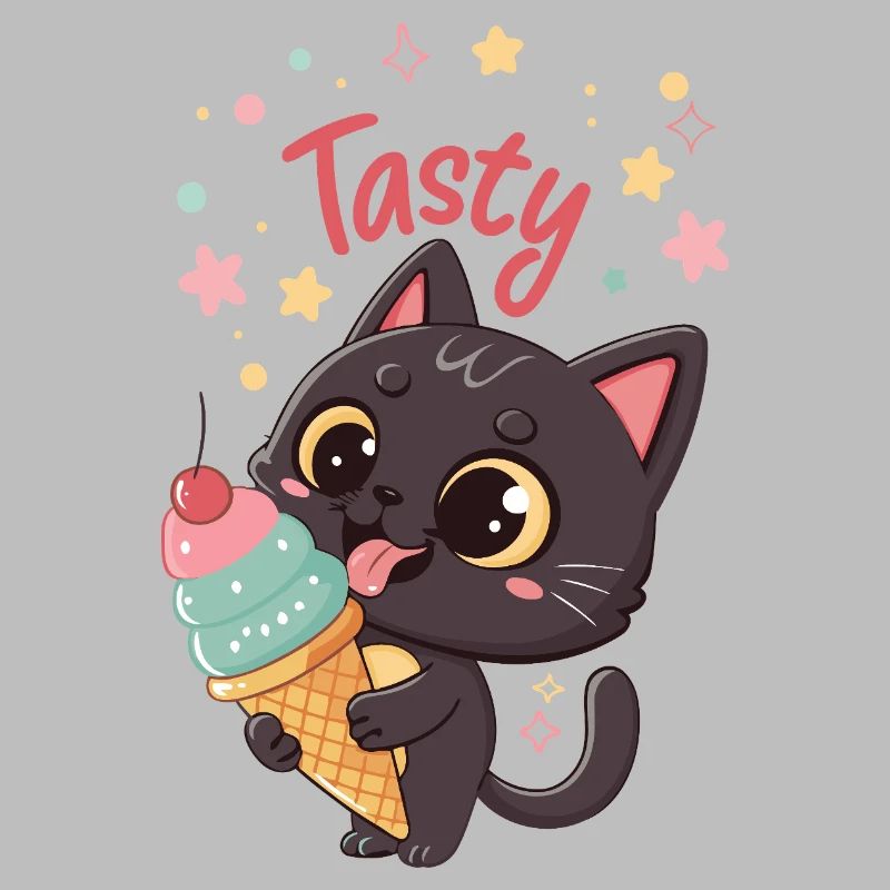 Chat gourmand et crème glacée