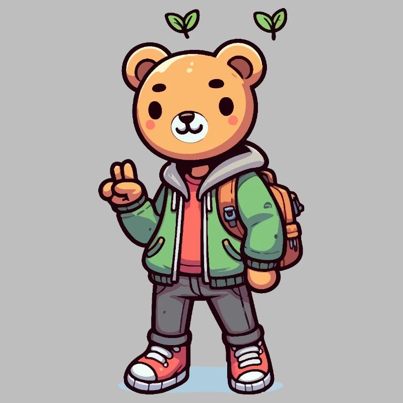 Cute teddy bear with a backpack