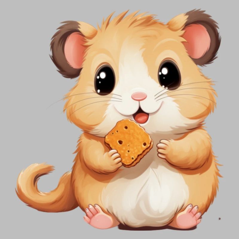Cute hamster eats a cookie for babies and children