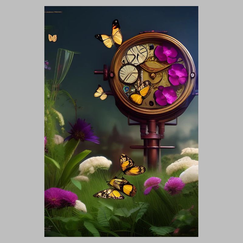 Fleurs et papillon