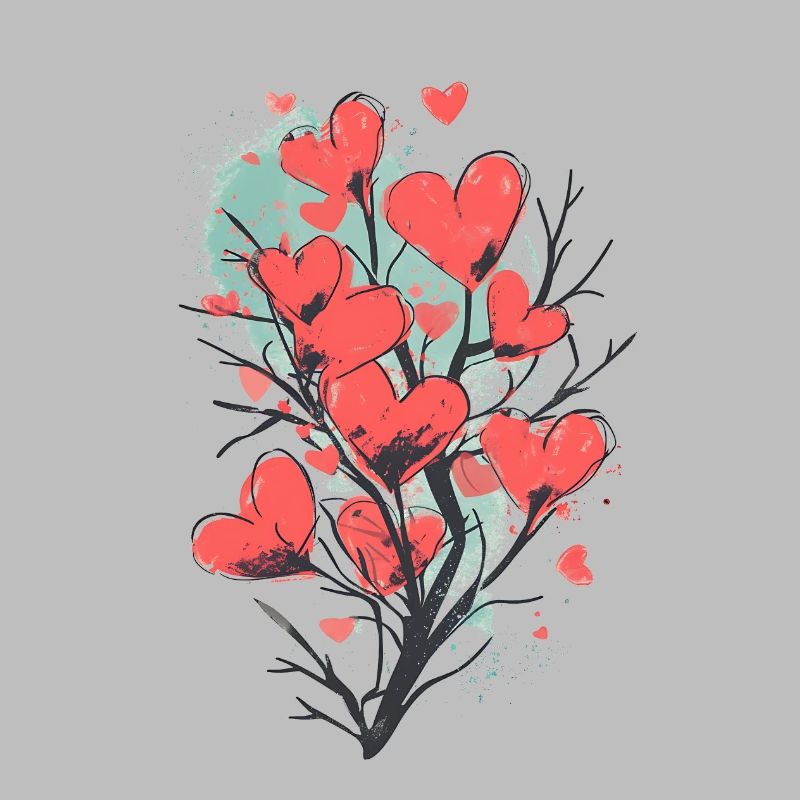 Beautiful Tree with Red Hearts in it.