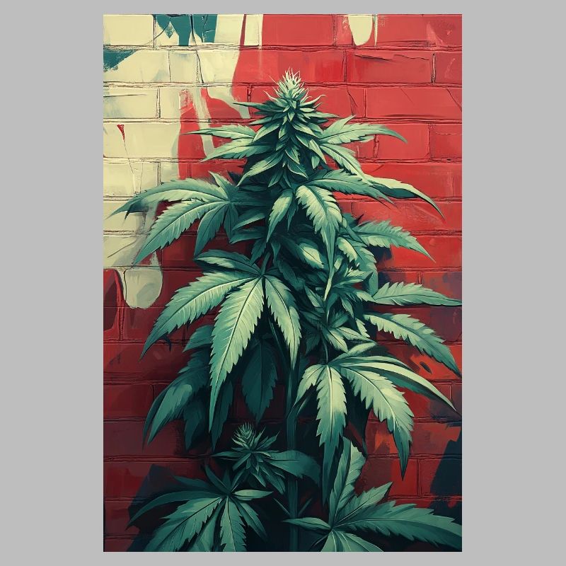 Graffiti de cannabis Mur Vert