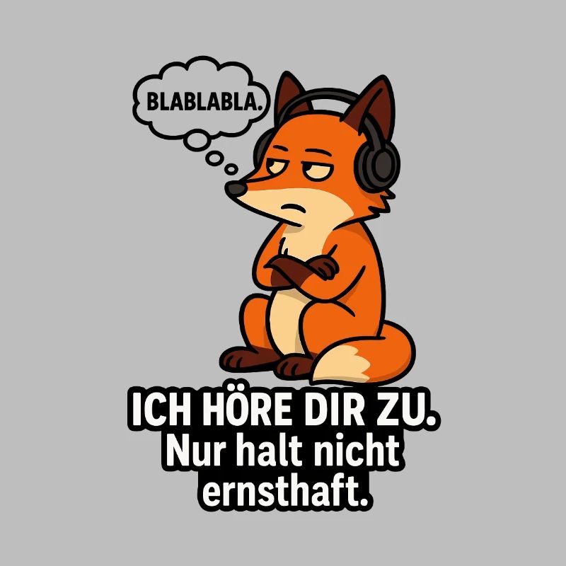 Fuchs mit Kopfhörer – Ich höre zu