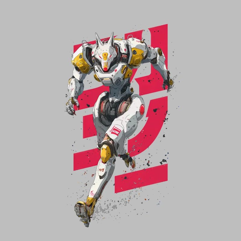 Futuristic Wolf Fighting Robot