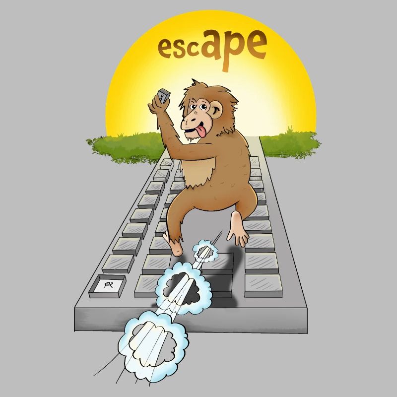 Humorous monkey design with keyboard