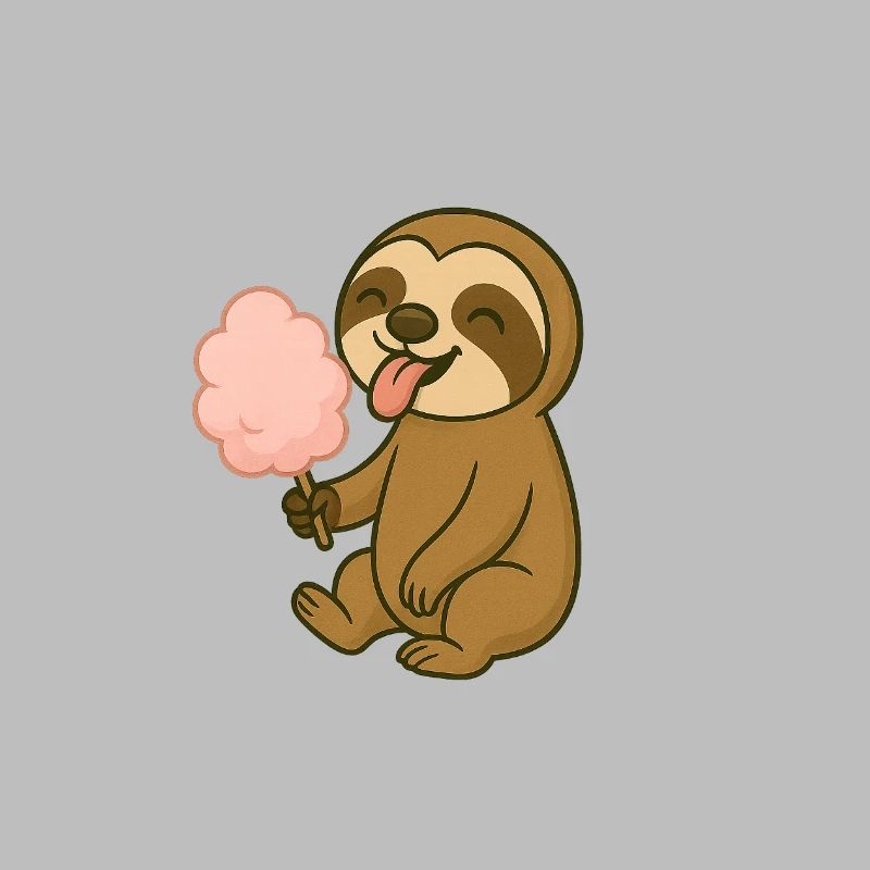 Cute sloth with cotton candy