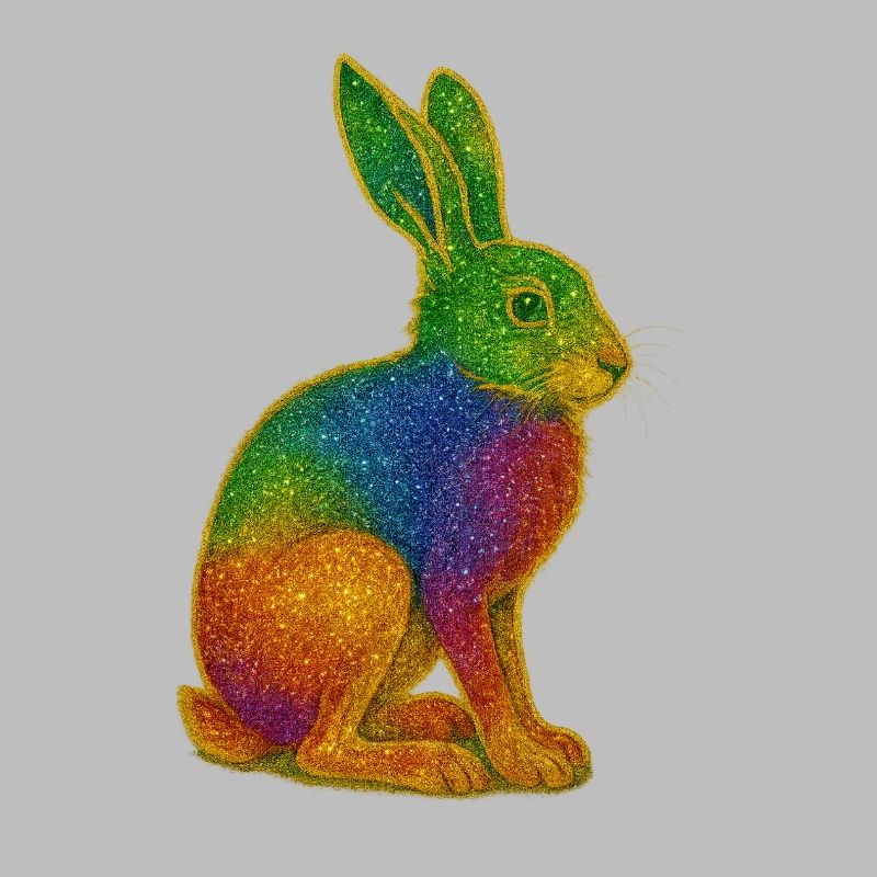 Regenbogen Hase mit Glitzereffekt