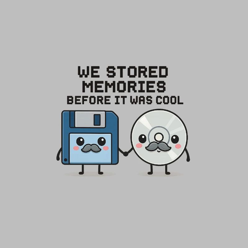 Kawaii Oldschool Tech – Floppy Disk & CD Cartoon