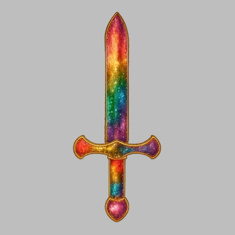 Rainbow sword with gold border