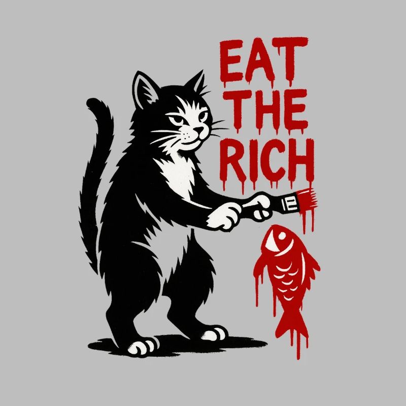 Graffiti de chat : Font de chasse au poisson