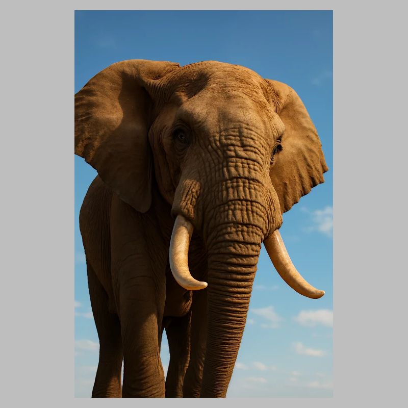 Éléphant en gros plan avec le soleil