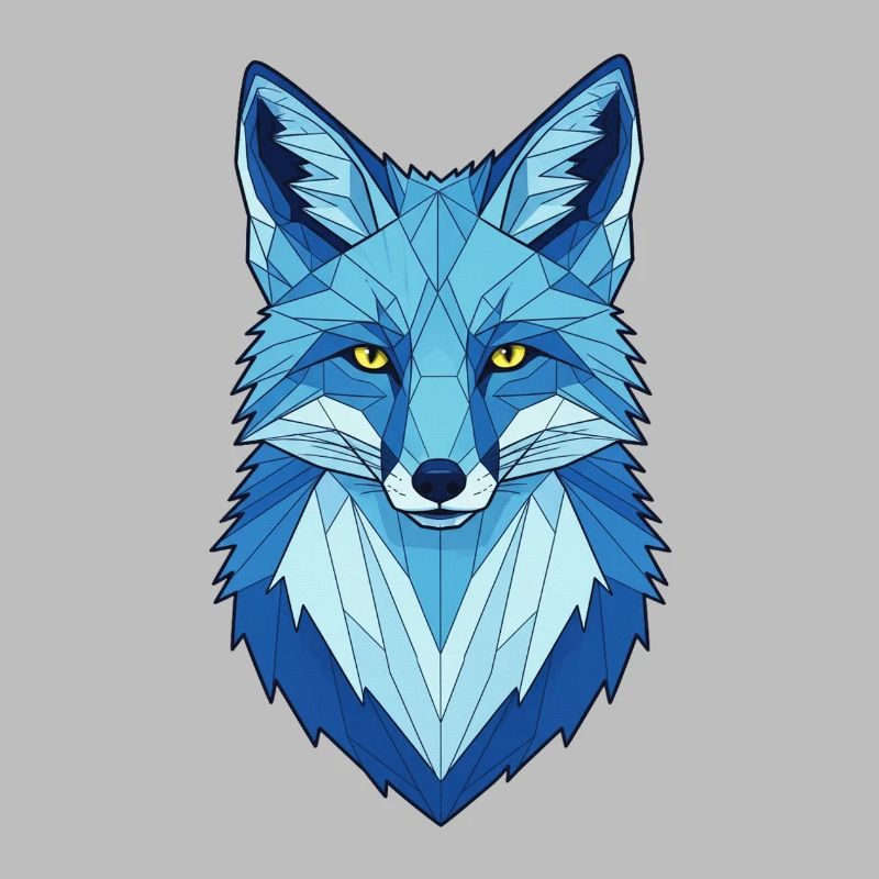 Blauer Geometrischer Wolfkopf
