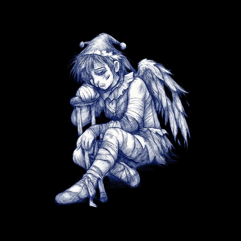 Trauriger blauer Engel