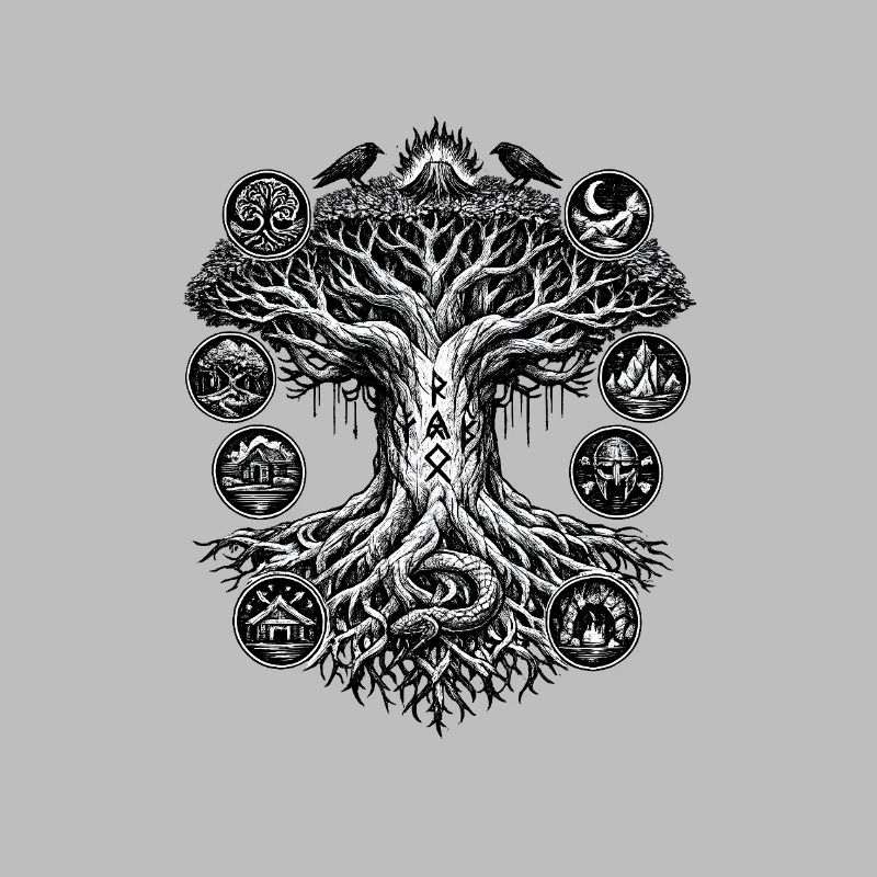 Yggdrasil-Lebensbaum-Wikinger-Design