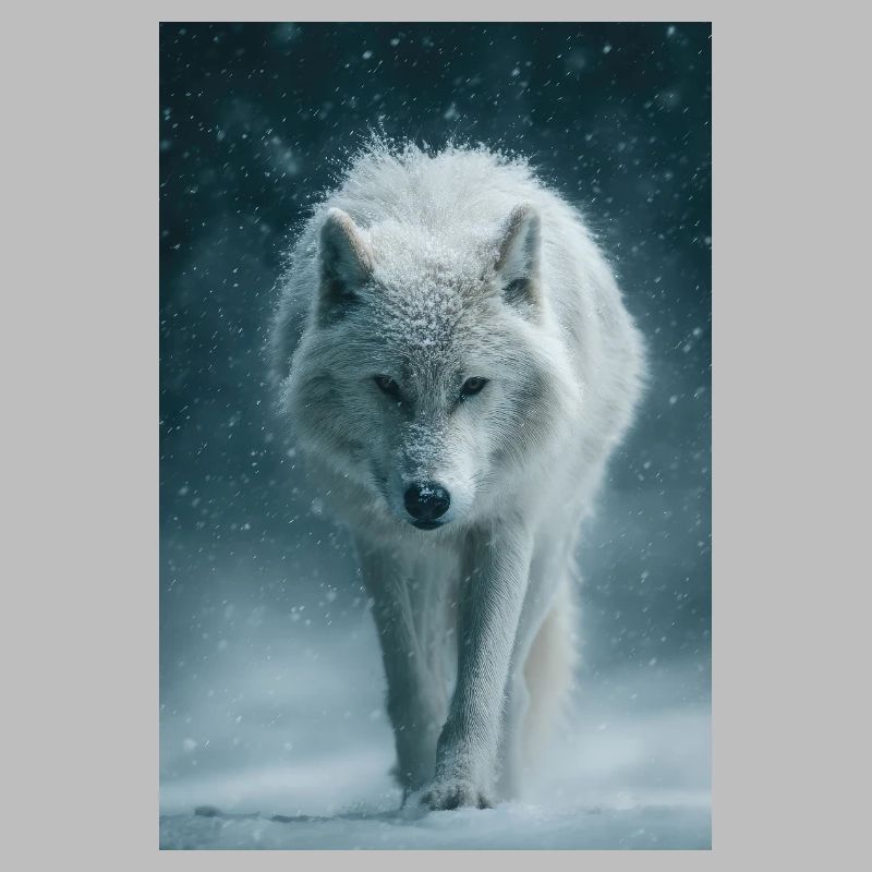 Arctic Wolf in Snowfall