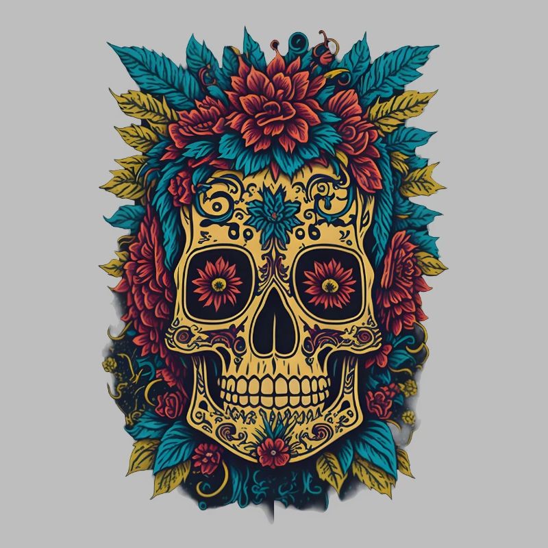 Skull with flowers Gothic Cool