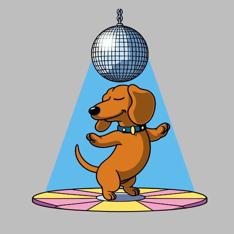 chien teckel boule disco danse danse dans une soirée disco