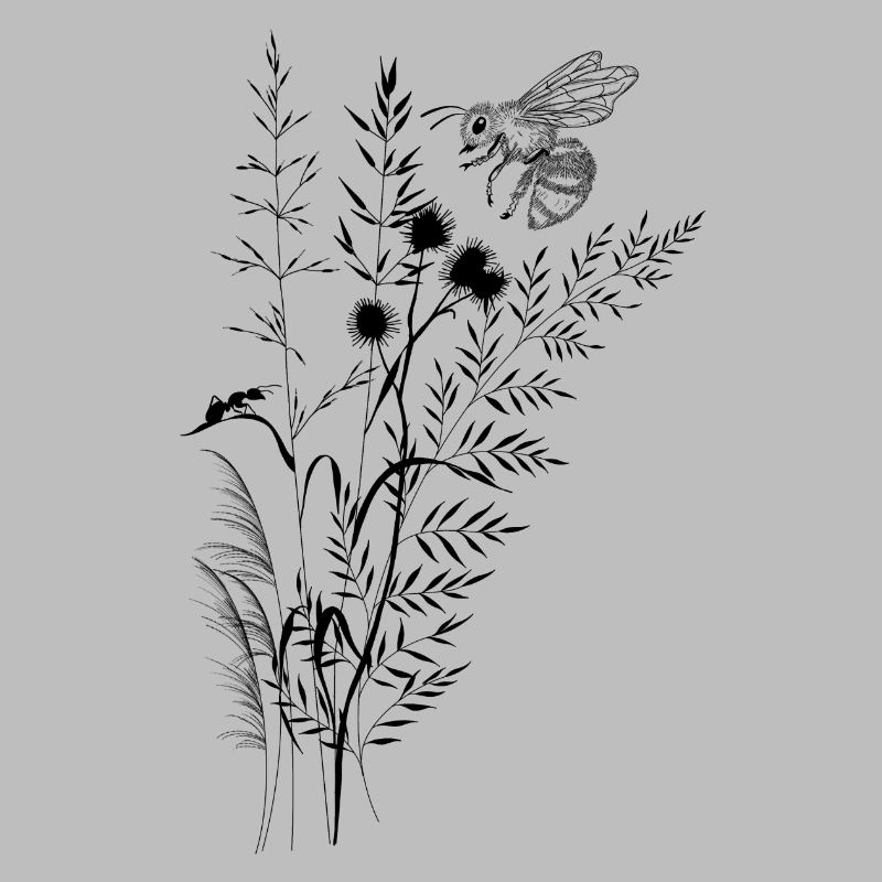 Composition fleurs sauvage et abeille fourmis