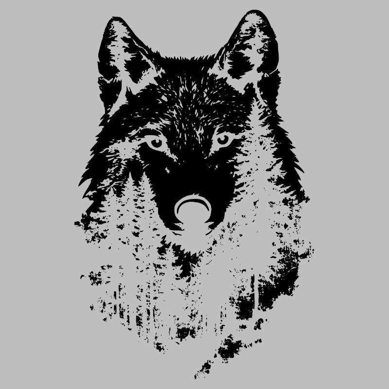 Wolf Face Forest Silhouette
