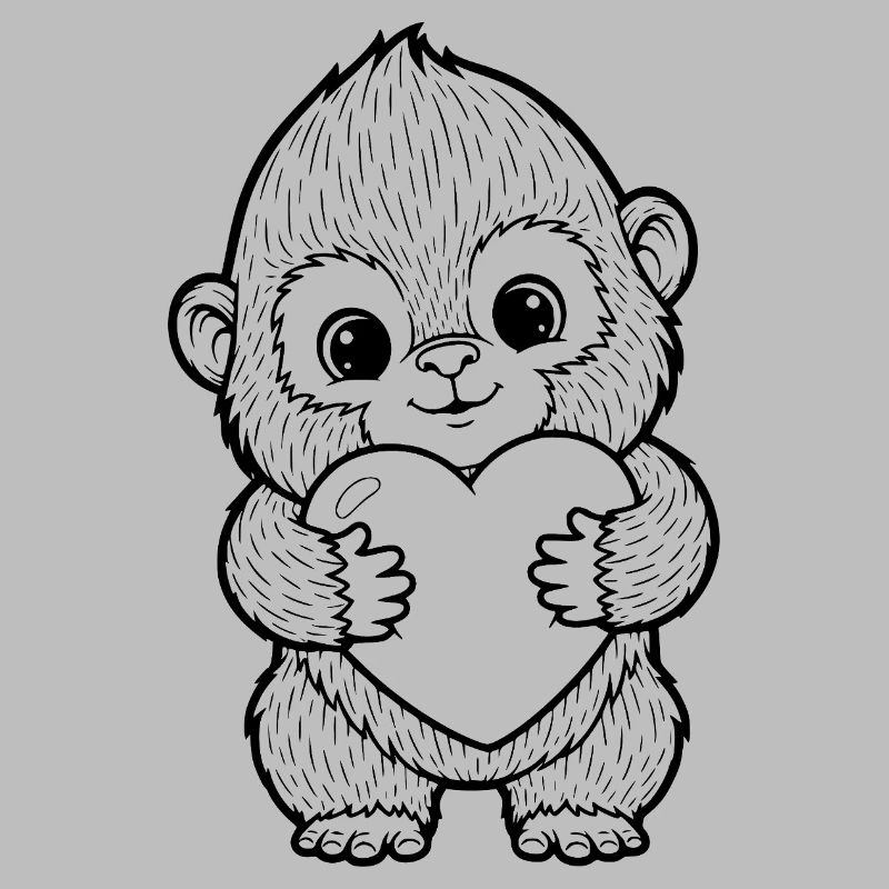 Süßer Affe mit Herz – Liebe Tier Illustration