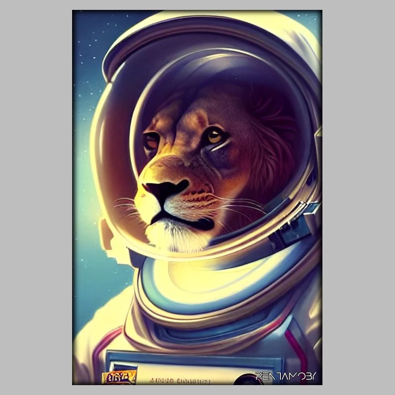 Leo Big Cat Astronaut Future Sci-Fi Technology