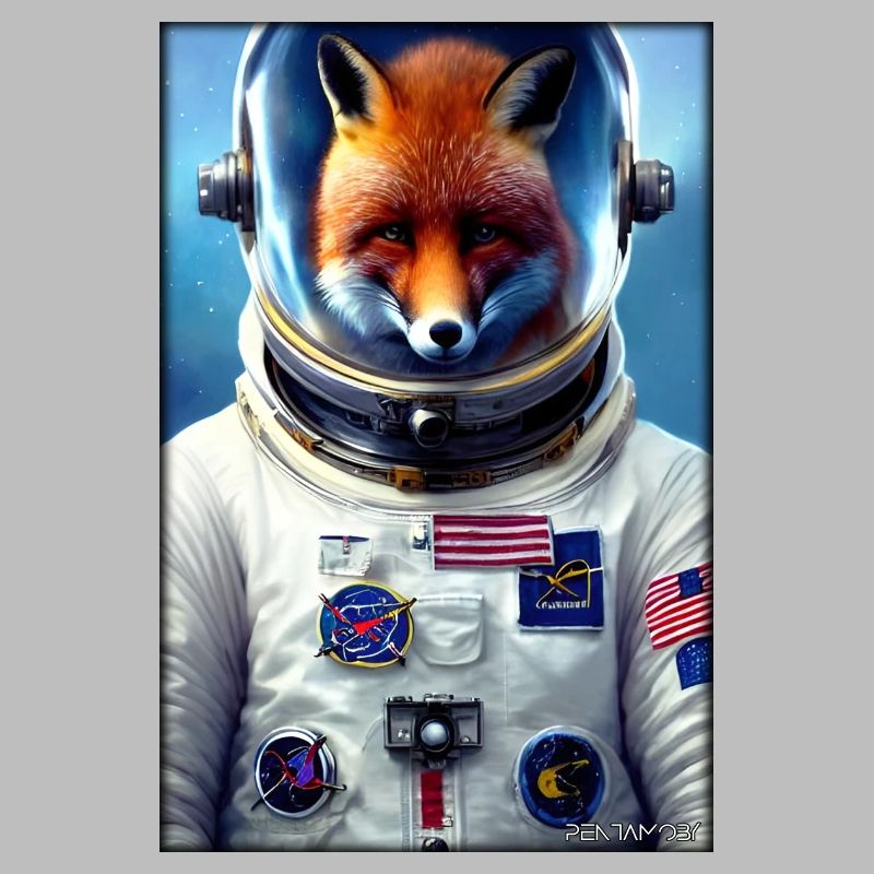 Fox Wildlife Astronaut Future Sci-Fi Technology