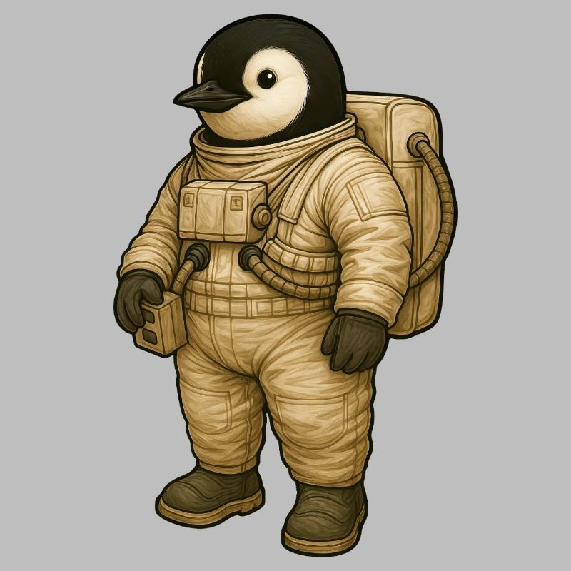 Mignon pingouin astronaute dans l’aventure spatiale