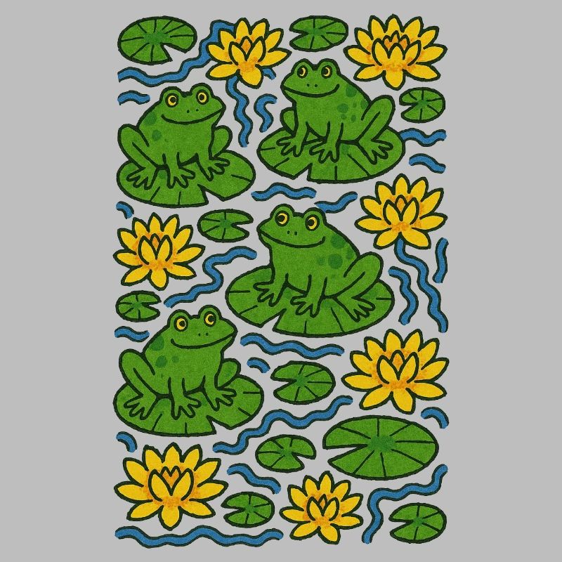 Lily Pad Frogs in Bloom Pattern