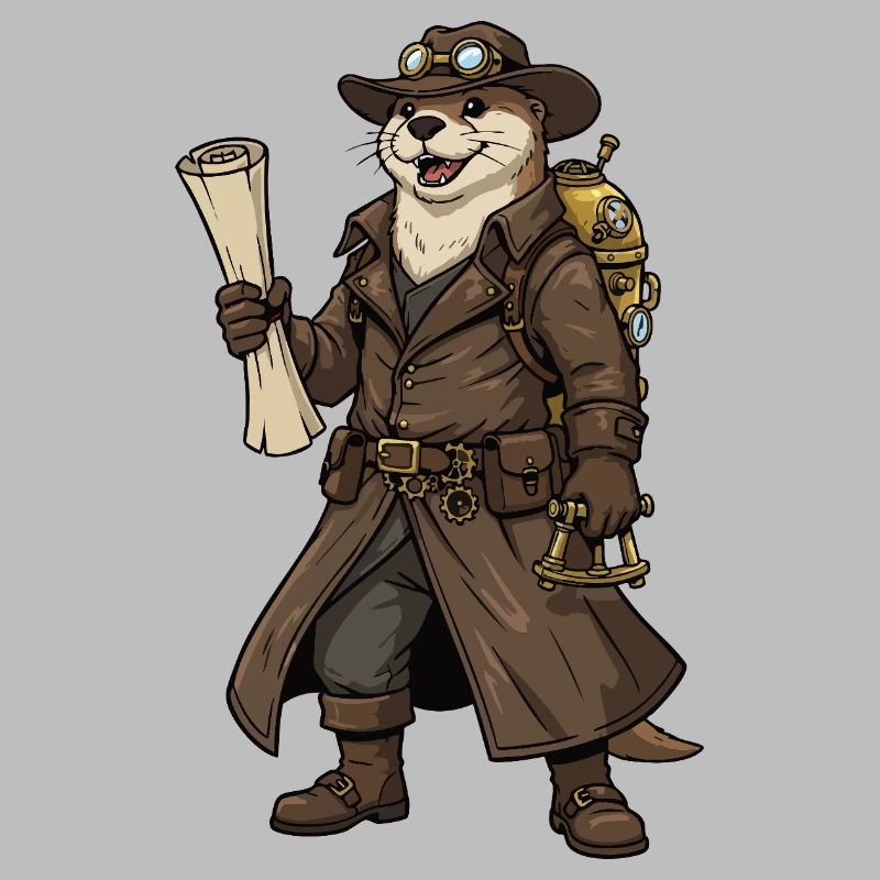 Otter Explorer Steampunk Retro-Kartograph