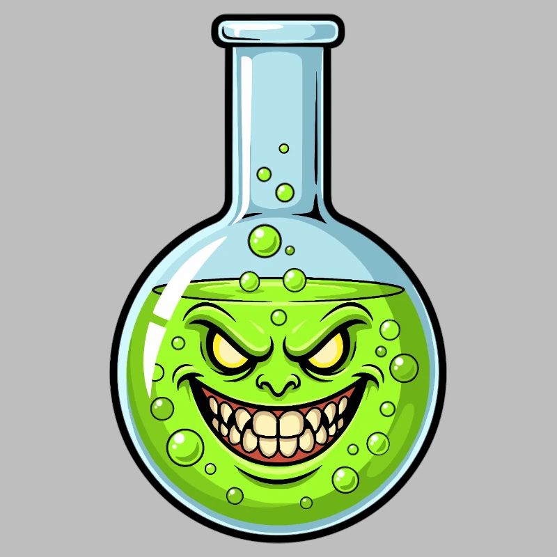 Green Alchemy Bottle with a Grim Smile