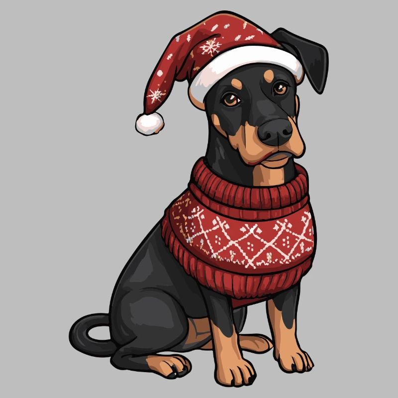 Dobermann Hund Weihnachten Comic