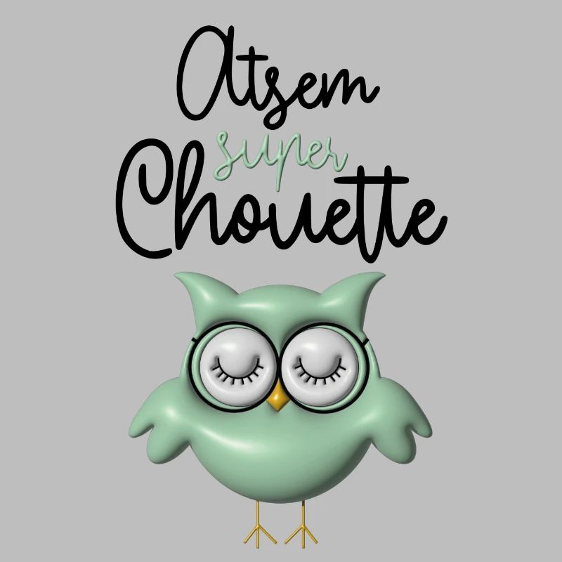 Atsem super chouette verte 3D