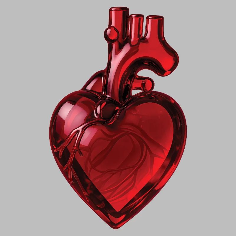 RUBY GLASS HEART - peace & love