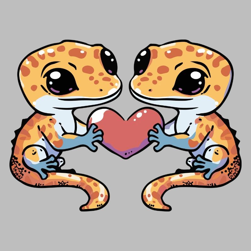 Echse Paar Verliebt Gecko Eidechse Valentinstag