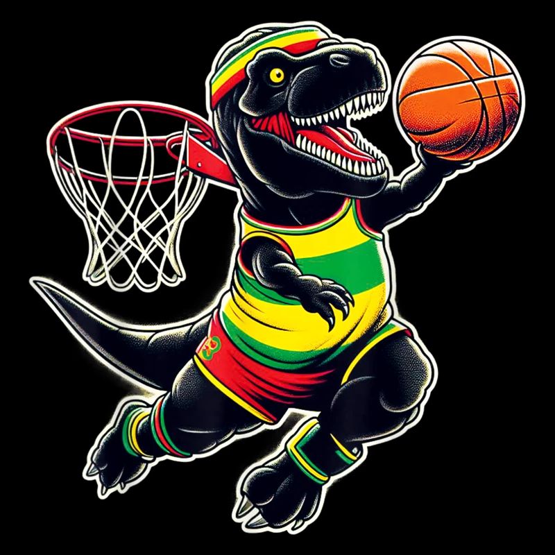 T-rex Dunking Un dinosaure Juneteenth de basket-ball