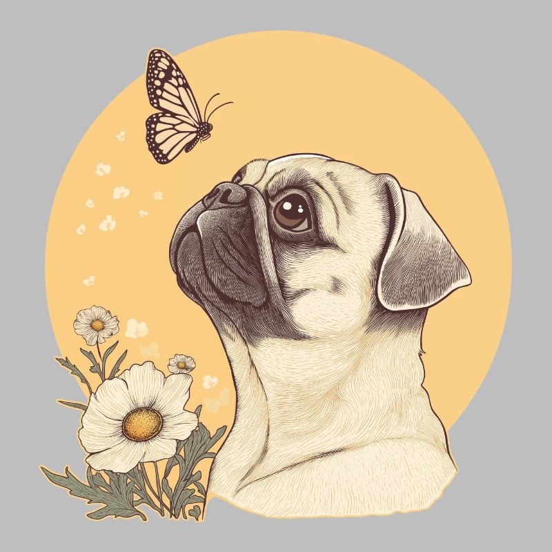 Mops mit Schmetterling