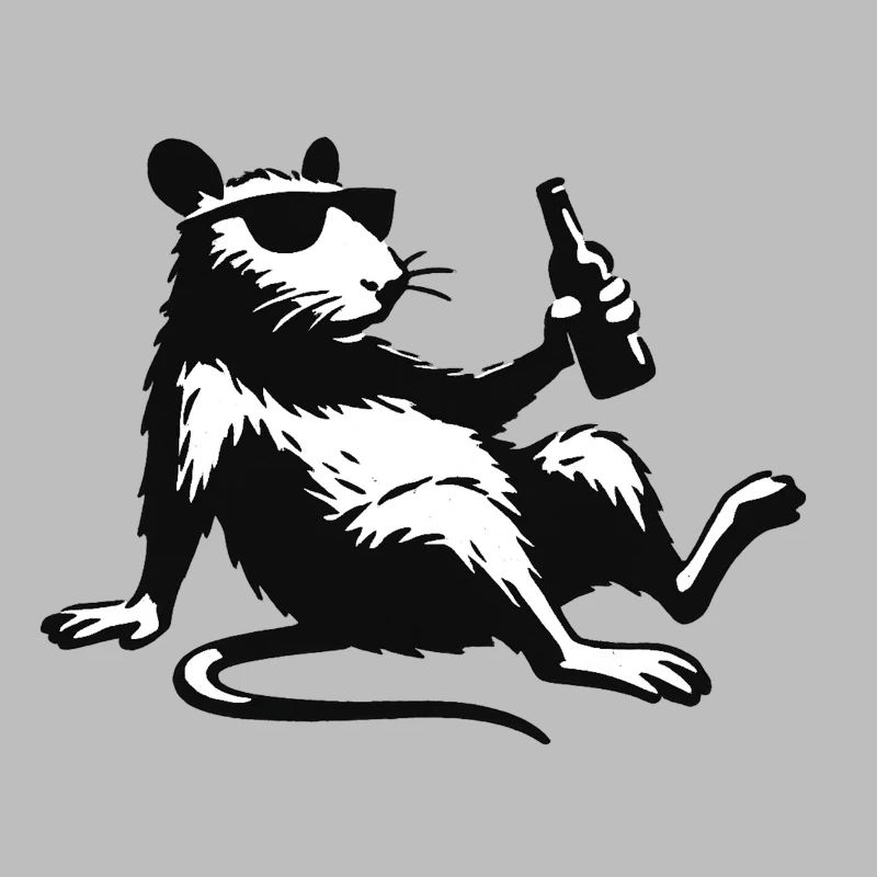 Ratte mit Flasche Sonnenbrille
