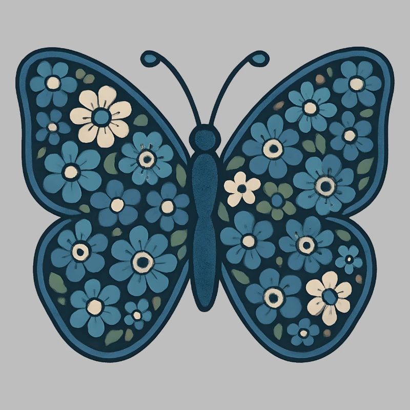 Blauer BlumenSchmetterling Muster