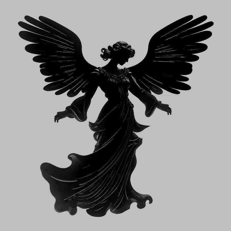 Silhouette noire d’ange volant