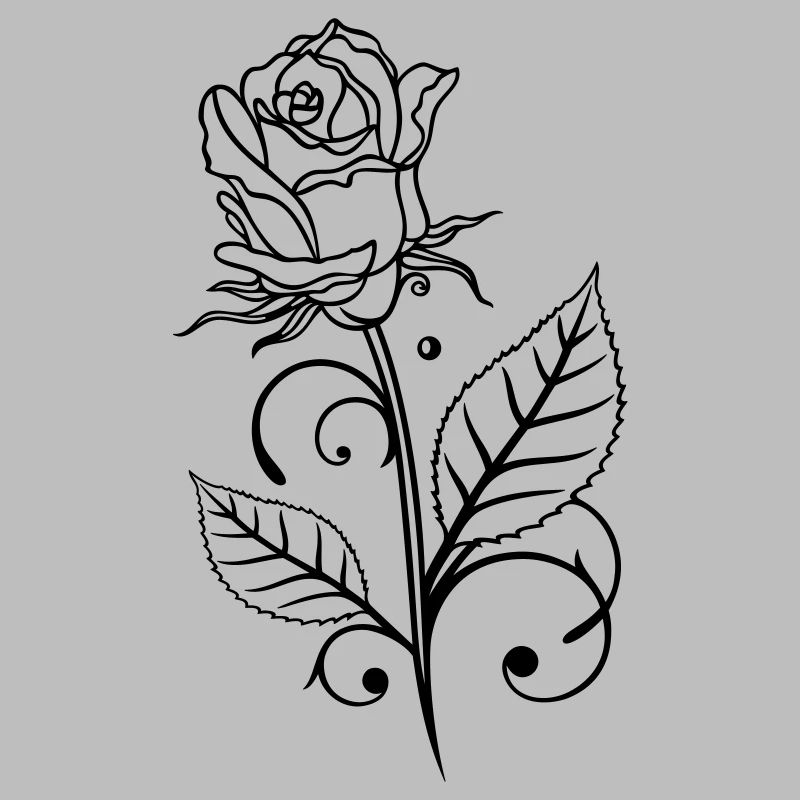 Rose mit Blättern