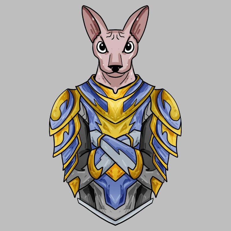 Knight Cat Cat Breed Sphynx with Armor