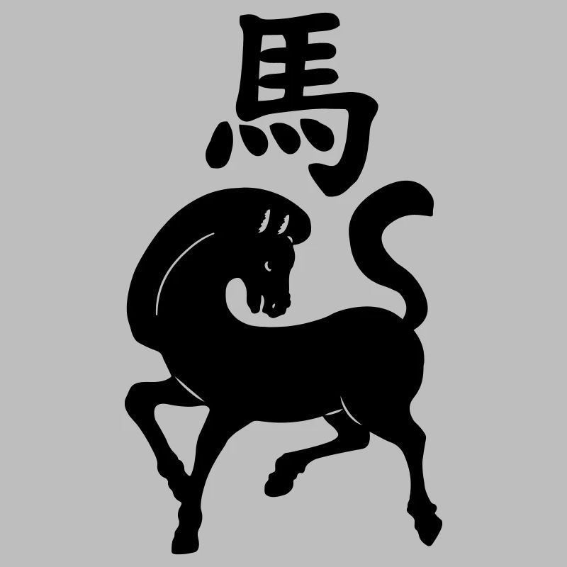 Chinesisches Schriftzeichen Pferd mit Pferdebild