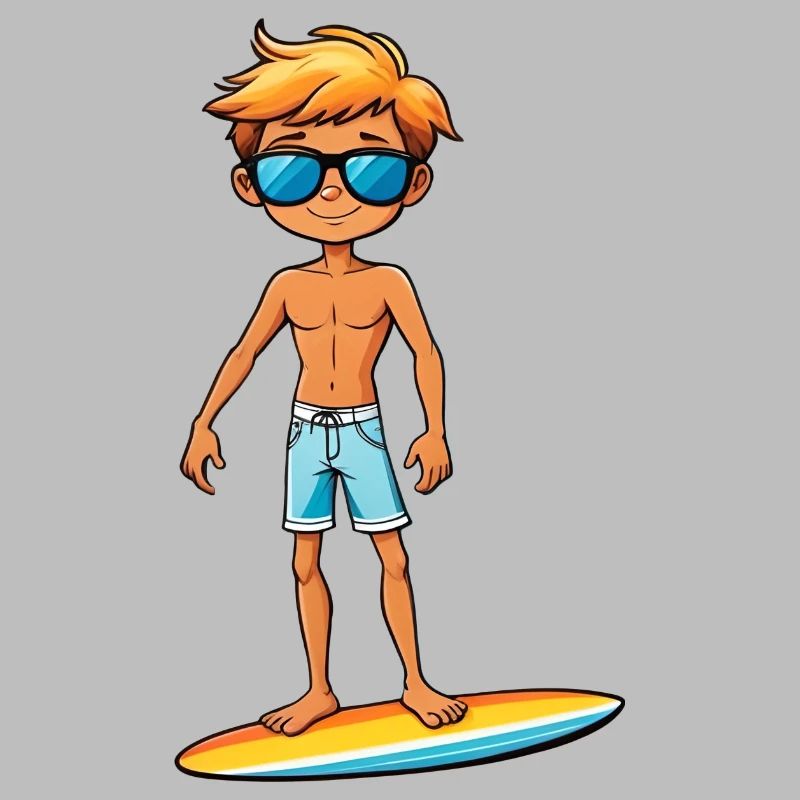 Cool Young Surfer Dude Boy