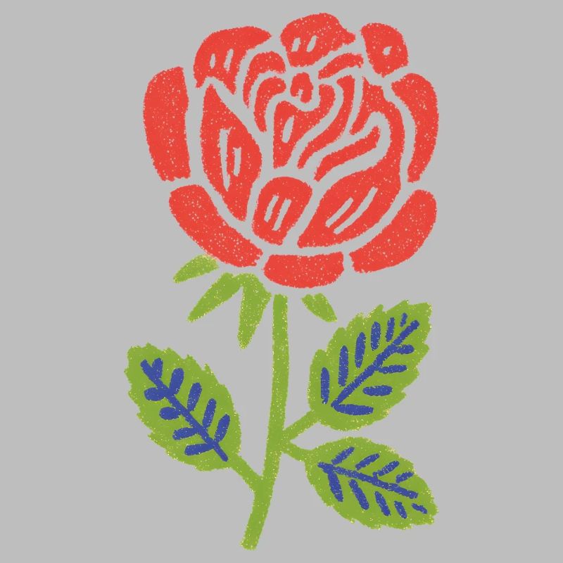Rote Rose Grafik mit Blättern