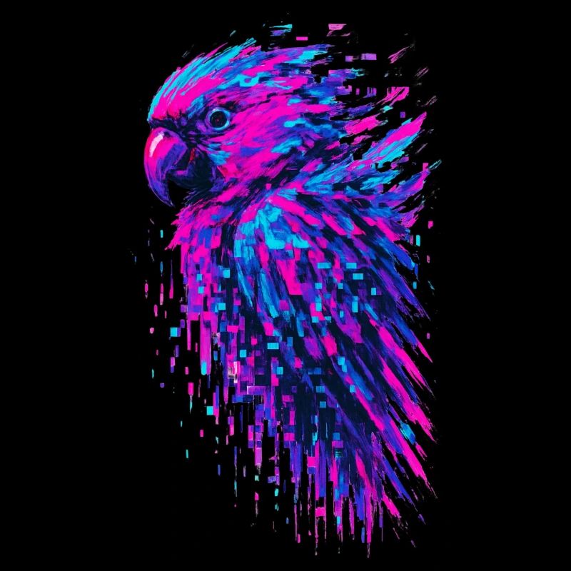 Parrot Glitch Art Cyber Vibrating