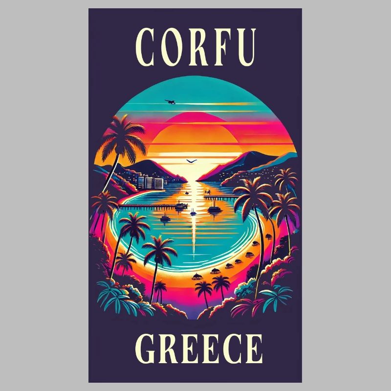 Design de coucher de soleil à Corfou en Grèce