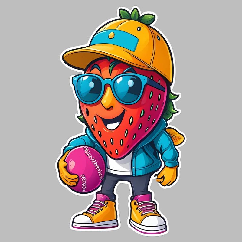 Erdbeer Baseballheld mit Sonnenbrille