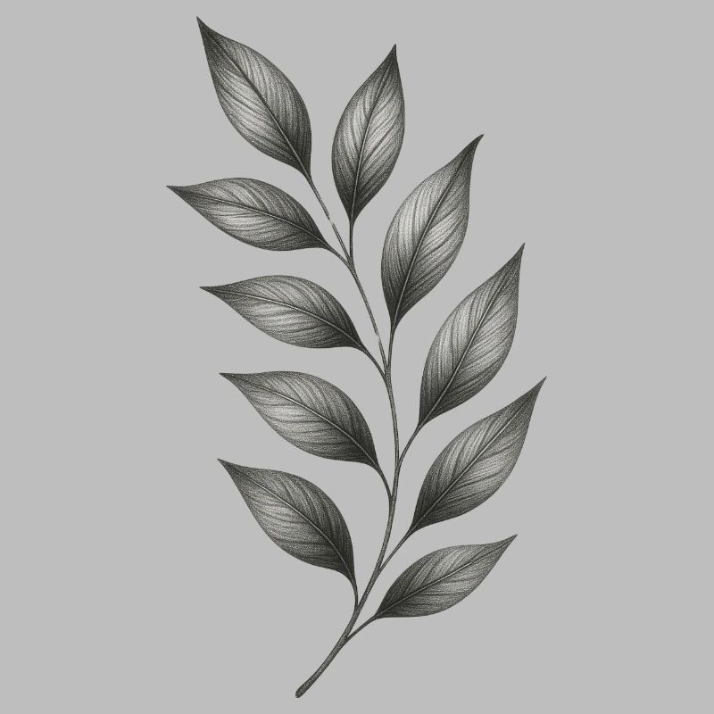 Gray Leaf Branches Botanical Minimal Lines